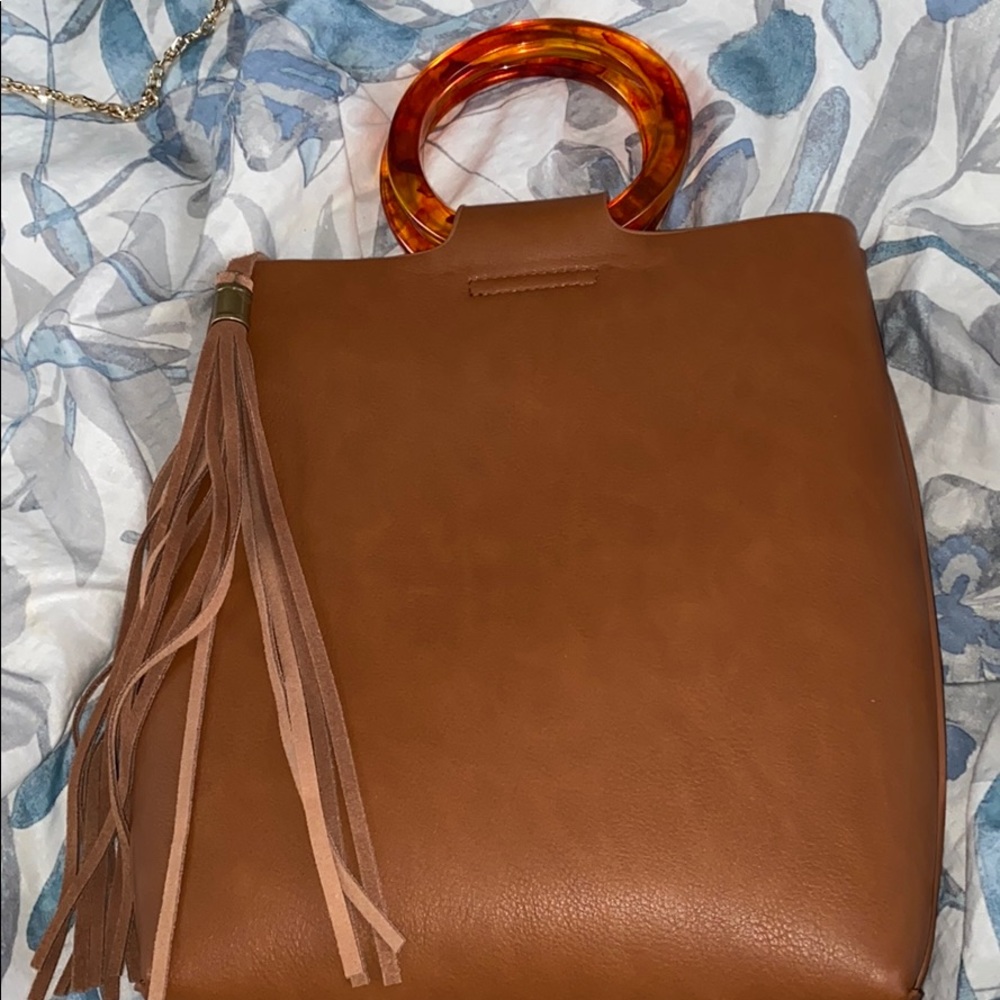 Chic brown leather cross body bag, brand new